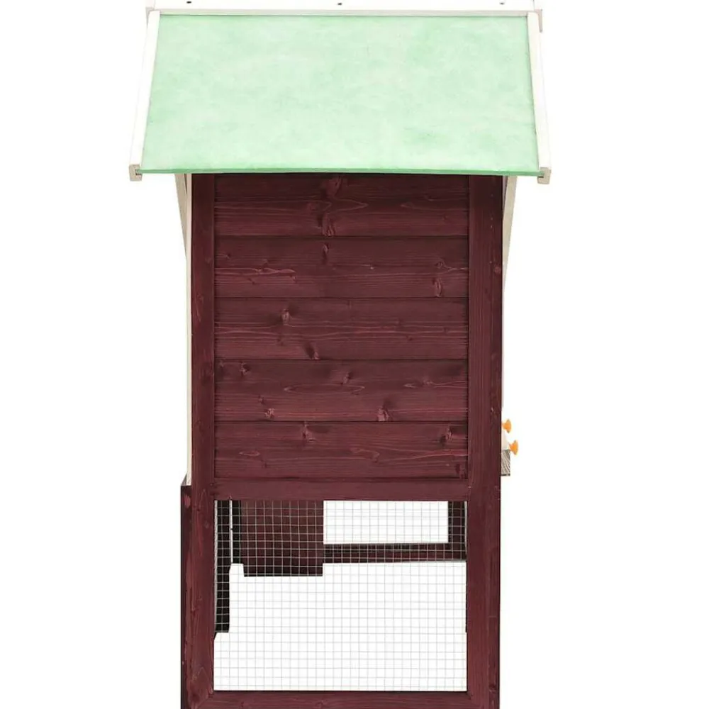 vidaXL Conejera madera maciza de abeto blanco y moca 140x63x120 cm mocha y blanco Discount