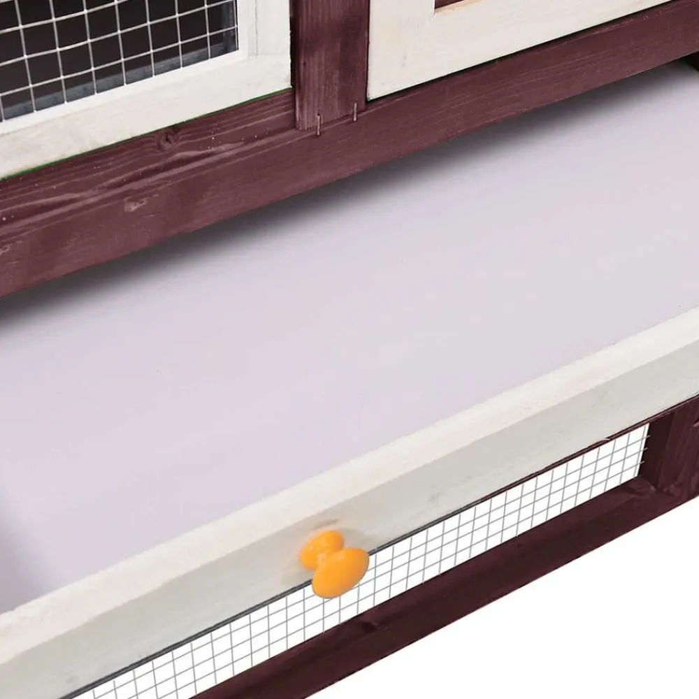 vidaXL Conejera madera maciza de abeto blanco y moca 140x63x120 cm mocha y blanco Discount