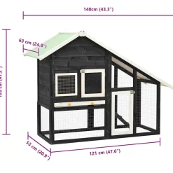 vidaXL Productos Para Mascotas-Conejera madera maciza de abeto 140x63x120 cm