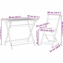 vidaXL Muebles De Jardín-Conjunto bistro 5 pcs Aceite Natural Madera de Acacia Sólida