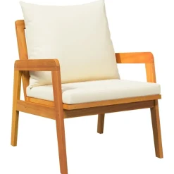 vidaXL Muebles De Jardín-Conjunto bistro con cojín 3 pcs Marrón Madera de Acacia Sólida