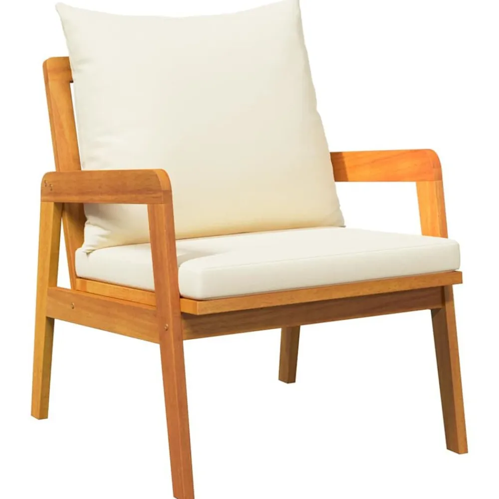 vidaXL Muebles De Jardín-Conjunto bistro con cojín 3 pcs Marrón Madera de Acacia Sólida