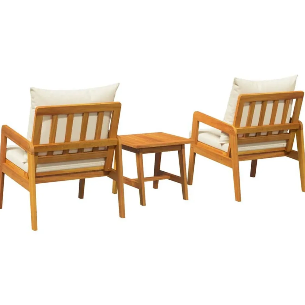 vidaXL Muebles De Jardín-Conjunto bistro con cojín 3 pcs Marrón Madera de Acacia Sólida