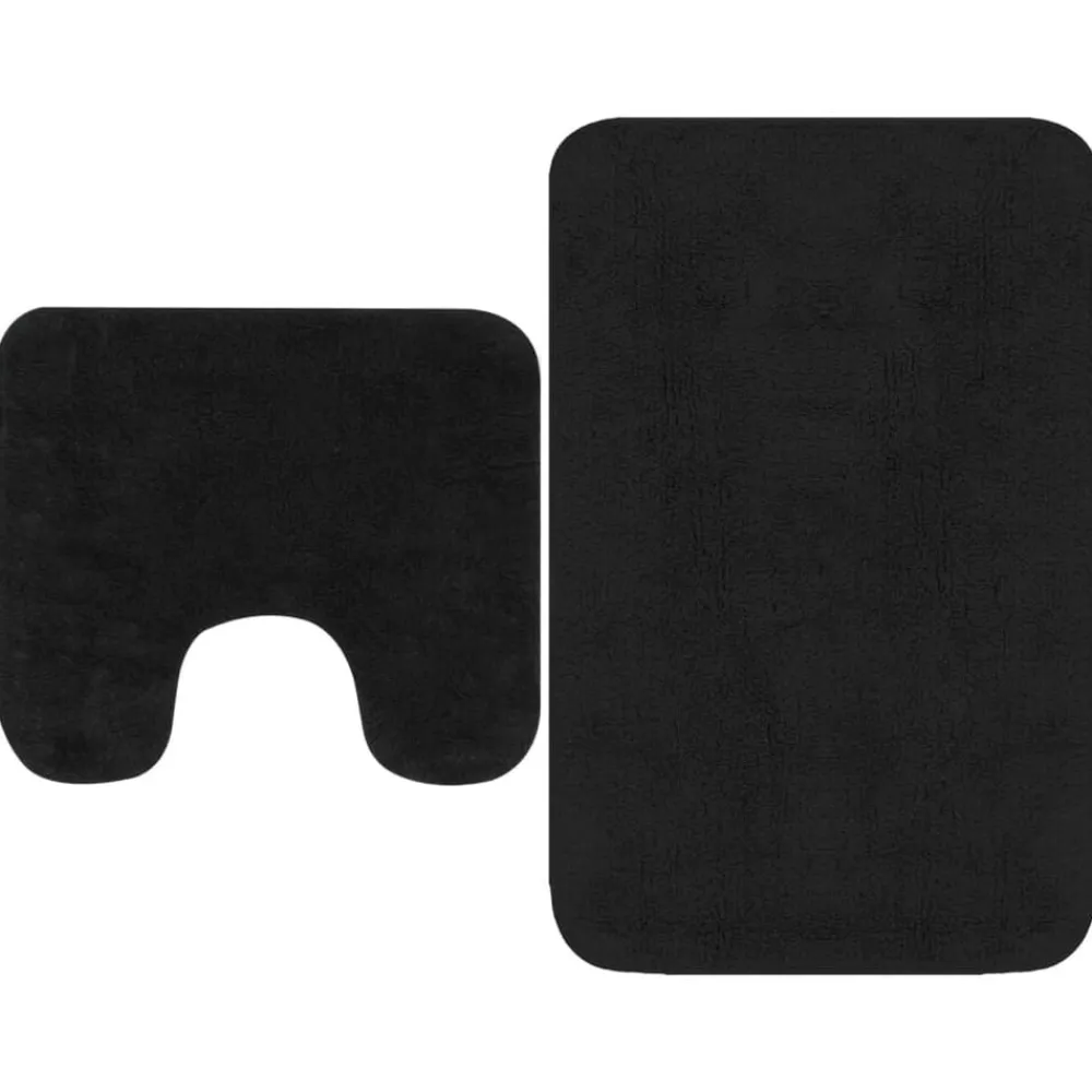 vidaXL Conjunto de alfombrillas de baño de tela 2 piezas Antracita Hot
