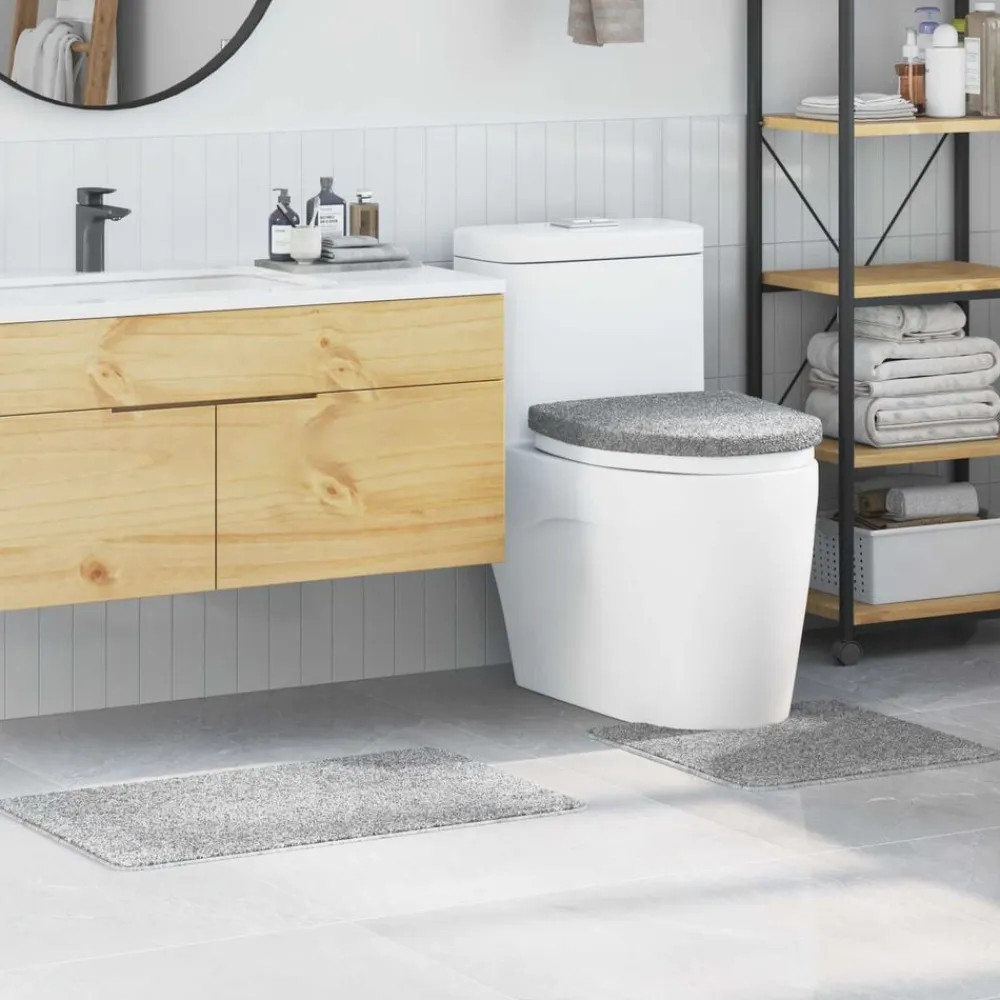 vidaXL Conjunto de alfombra de baño antideslizante 3 pcs PP Gris