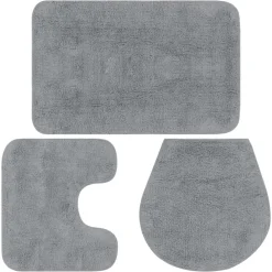 vidaXL Accesorios Para El Baño-Conjunto de alfombrillas de baño de tela 3 piezas