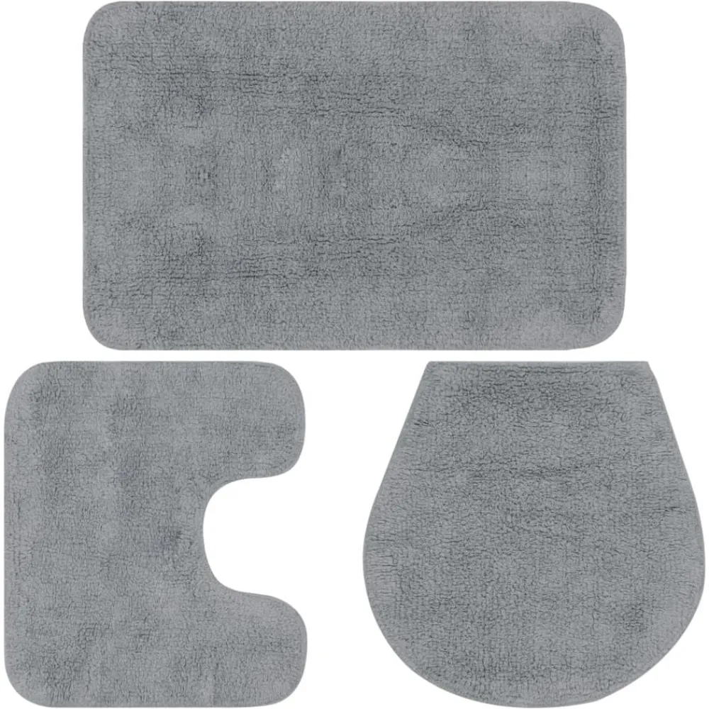 vidaXL Accesorios Para El Baño-Conjunto de alfombrillas de baño de tela 3 piezas