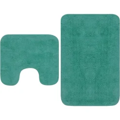 vidaXL Conjunto de alfombras de baño de tela 2 piezas turquesa Tuquesa Clearance