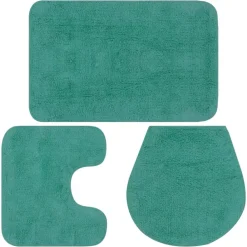 vidaXL Conjunto de alfombrillas de baño de tela 3 piezas turquesa Tuquesa Best