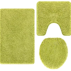 vidaXL Accesorios Para El Baño-Conjunto de alfombra de baño antideslizante 3 pcs PP