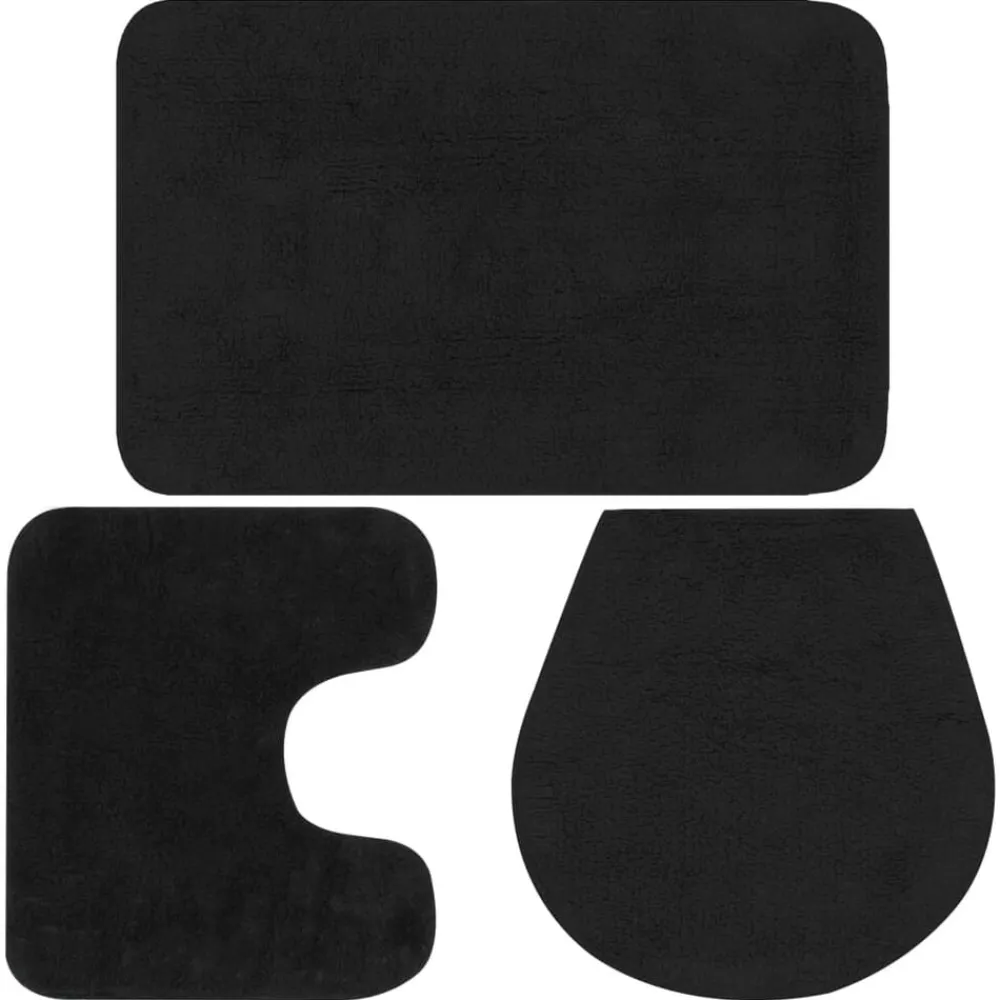 vidaXL Accesorios Para El Baño-Conjunto de alfombrillas de baño de tela 3 piezas