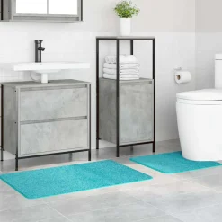 vidaXL Conjunto de alfombra de baño antideslizante 2 pcs PP Tuquesa Online