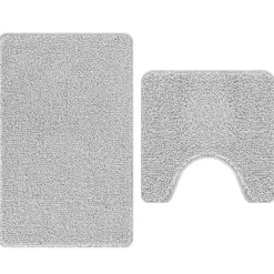 vidaXL Conjunto de alfombra de baño antideslizante 2 pcs PP Gris Online