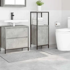 vidaXL Conjunto de alfombra de baño antideslizante 2 pcs PP Gris Online