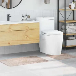 vidaXL Conjunto de alfombra de baño antideslizante 2 pcs PP Crema Hot