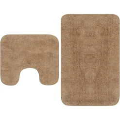 vidaXL Conjunto de alfombrillas de baño de tela 2 piezas Beige Clearance