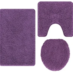 vidaXL Accesorios Para El Baño-Conjunto de alfombra de baño antideslizante 3 pcs PP