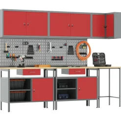 vidaXL Accesorios De Bricolaje-Conjunto de armarios de trabajo con cajón 10 pcs y Gris