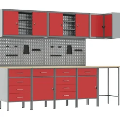 vidaXL Accesorios De Bricolaje-Conjunto de armarios de trabajo con cajón 12 pcs y Gris