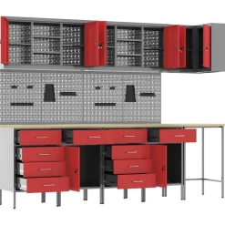 vidaXL Accesorios De Bricolaje-Conjunto de armarios de trabajo con cajón 12 pcs y Gris