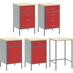vidaXL Accesorios De Bricolaje-Conjunto de armarios de trabajo con cajón 12 pcs y Gris