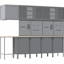 vidaXL Accesorios De Bricolaje-Conjunto de armarios de trabajo con cajón 12 pcs y Gris