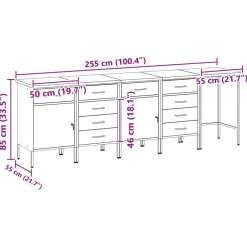 vidaXL Accesorios De Bricolaje-Conjunto de armarios de trabajo con cajón 5 pcs y Gris