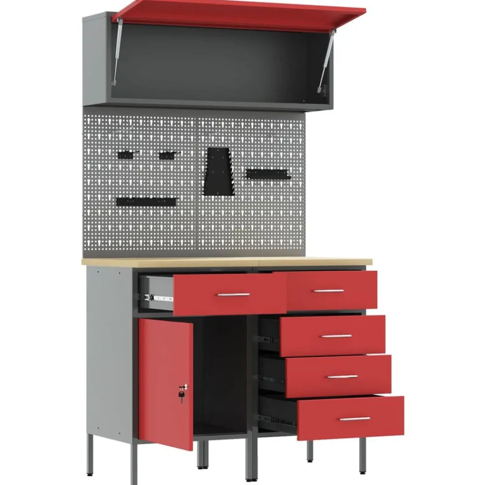 vidaXL Accesorios De Bricolaje-Conjunto de armarios de trabajo con cajón Manual 5 pcs