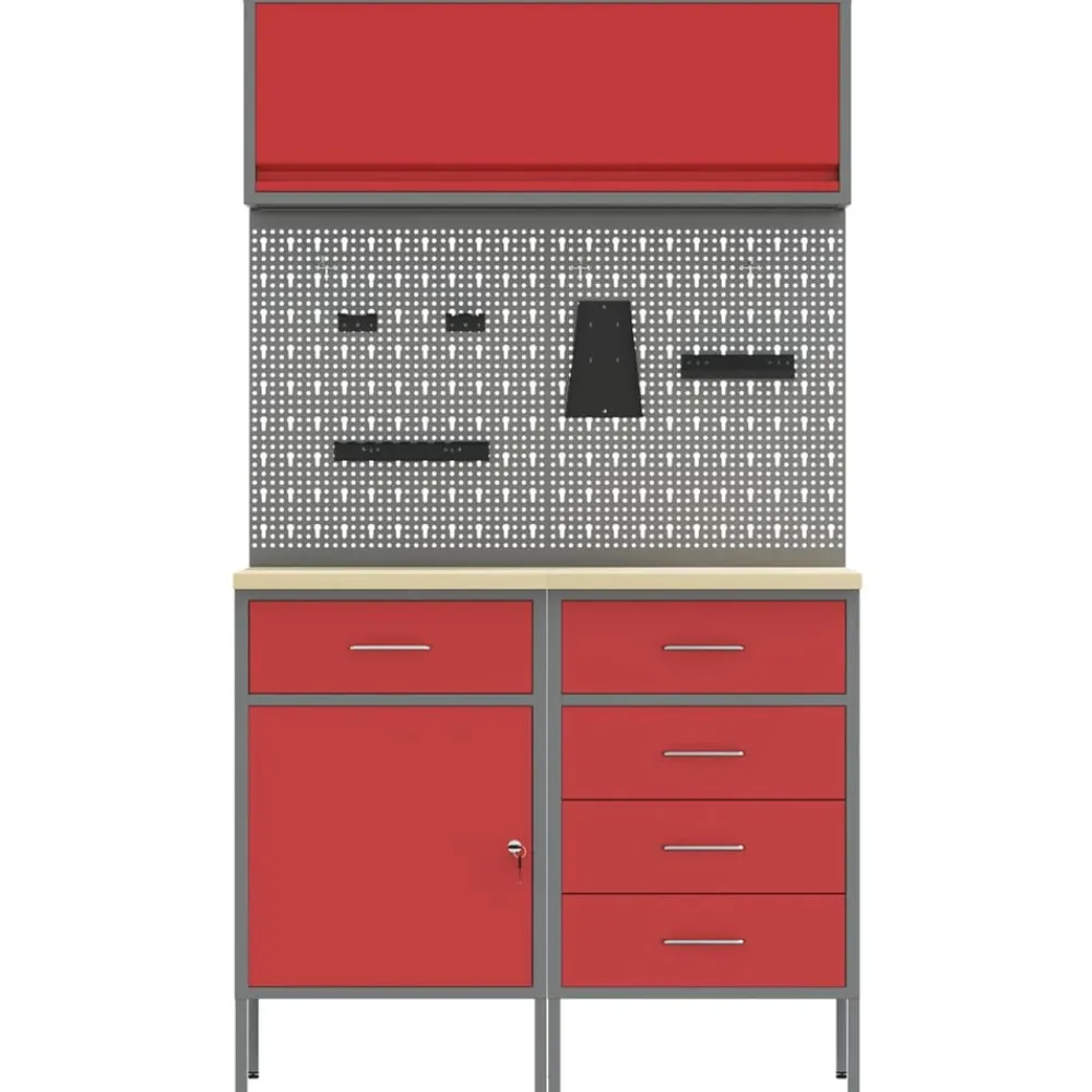 vidaXL Accesorios De Bricolaje-Conjunto de armarios de trabajo con cajón Manual 5 pcs