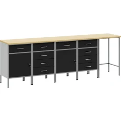 vidaXL Conjunto de armarios de trabajo con cajón 5 pcs y Gris Negro