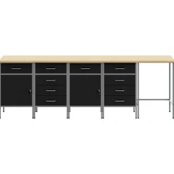 vidaXL Conjunto de armarios de trabajo con cajón 5 pcs y Gris Negro