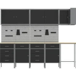 vidaXL Accesorios De Bricolaje-Conjunto de armarios de trabajo con cajón 12 pcs y Gris