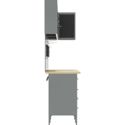 vidaXL Accesorios De Bricolaje-Conjunto de armarios de trabajo con cajón 12 pcs y Gris