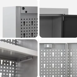 vidaXL Accesorios De Bricolaje-Conjunto de armarios de trabajo con cajón 10 pcs y Gris