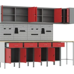 vidaXL Accesorios De Bricolaje-Conjunto de armarios de trabajo con cajón 12 pcs y Gris