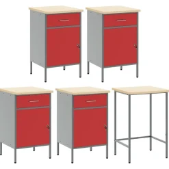 vidaXL Accesorios De Bricolaje-Conjunto de armarios de trabajo con cajón 12 pcs y Gris