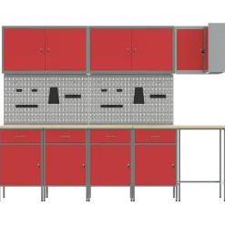 vidaXL Accesorios De Bricolaje-Conjunto de armarios de trabajo con cajón 12 pcs y Gris