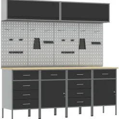 vidaXL Accesorios De Bricolaje-Conjunto de armarios de trabajo con cajón Manual 10 pcs