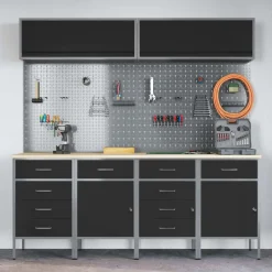 vidaXL Accesorios De Bricolaje-Conjunto de armarios de trabajo con cajón Manual 10 pcs