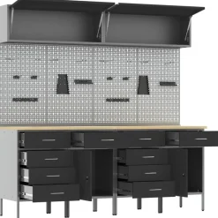 vidaXL Accesorios De Bricolaje-Conjunto de armarios de trabajo con cajón Manual 10 pcs