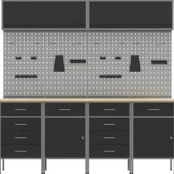 vidaXL Accesorios De Bricolaje-Conjunto de armarios de trabajo con cajón Manual 10 pcs