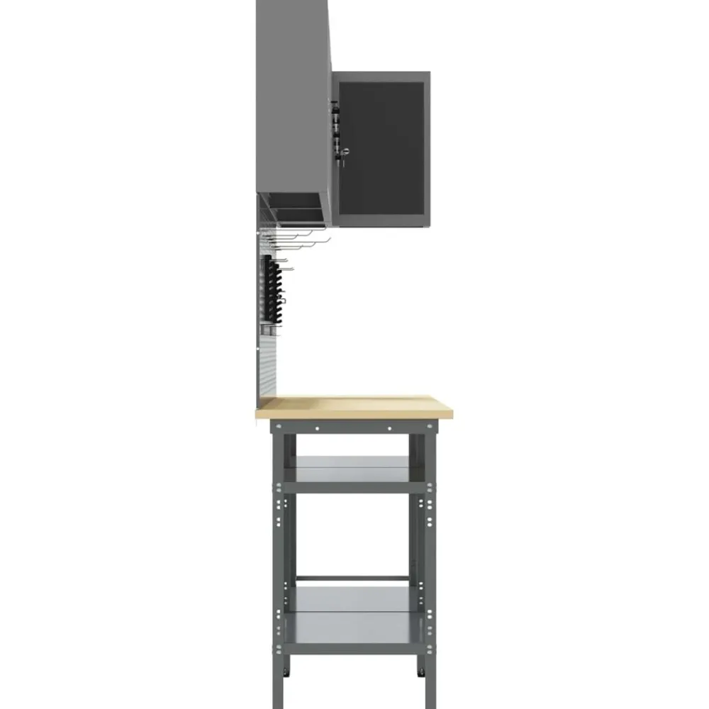 vidaXL Accesorios De Bricolaje-Conjunto de armarios de trabajo con estante 10 pcs y Gris