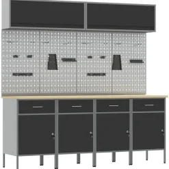 vidaXL Accesorios De Bricolaje-Conjunto de armarios de trabajo con cajón Manual 10 pcs