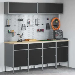 vidaXL Accesorios De Bricolaje-Conjunto de armarios de trabajo con cajón Manual 10 pcs