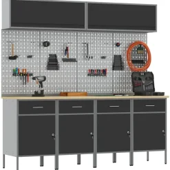 vidaXL Accesorios De Bricolaje-Conjunto de armarios de trabajo con cajón Manual 10 pcs