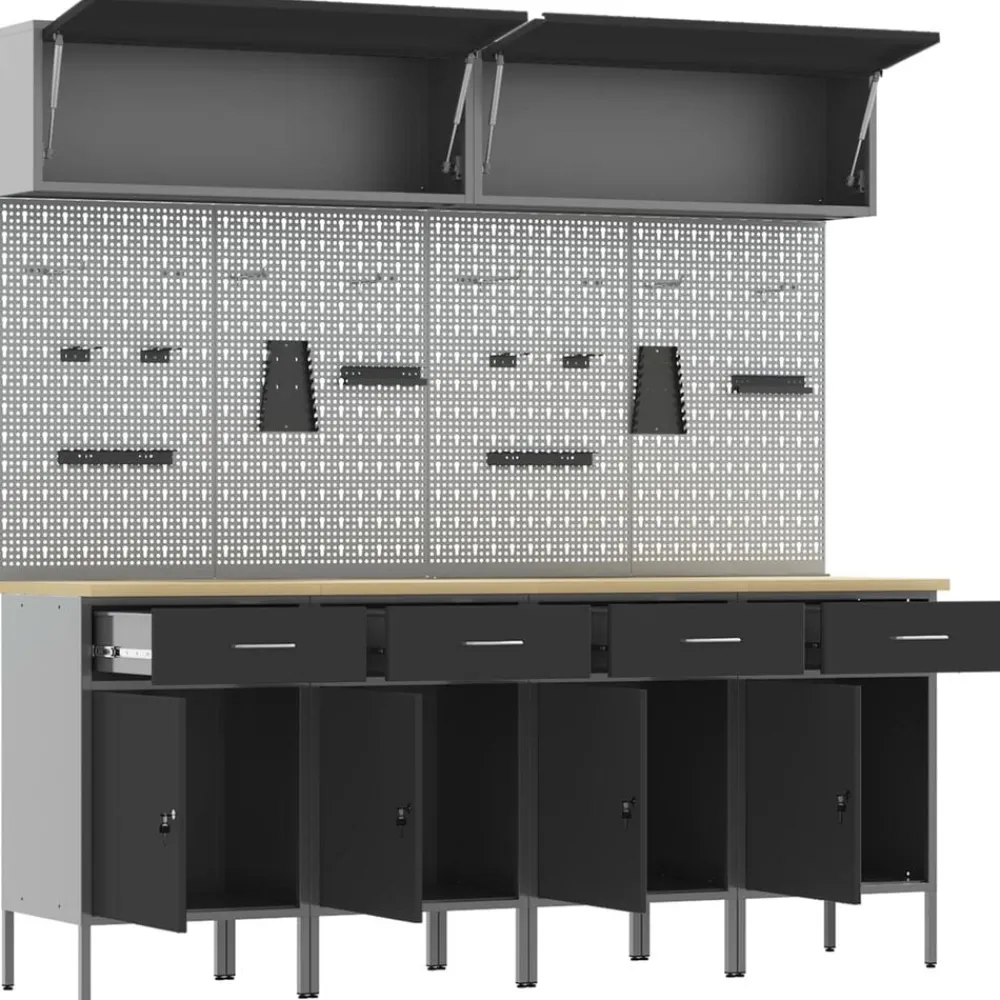 vidaXL Accesorios De Bricolaje-Conjunto de armarios de trabajo con cajón Manual 10 pcs