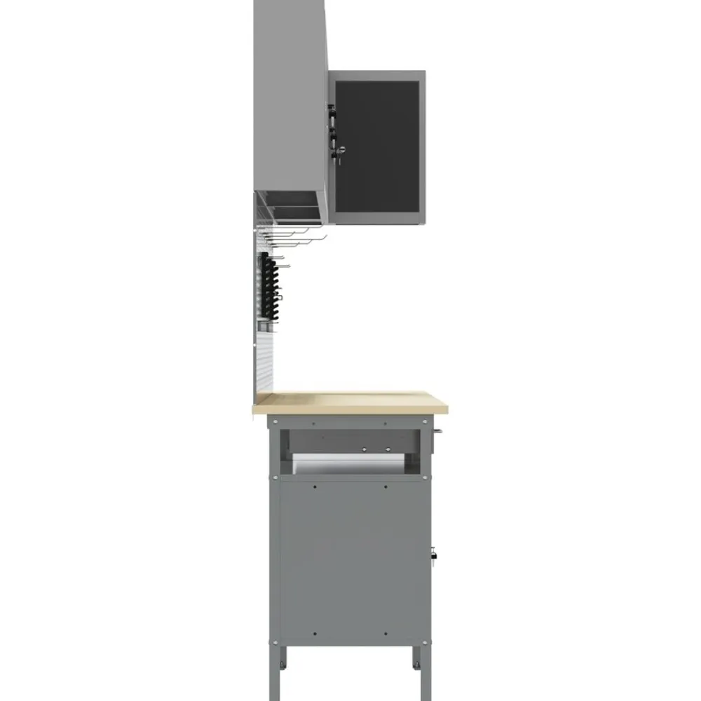 vidaXL Conjunto de armarios de trabajo con cajón 10 pcs y Gris Negro