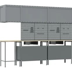vidaXL Conjunto de armarios de trabajo con cajón 10 pcs y Gris Negro