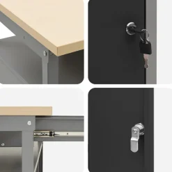 vidaXL Conjunto de armarios de trabajo con cajón 10 pcs y Gris Negro