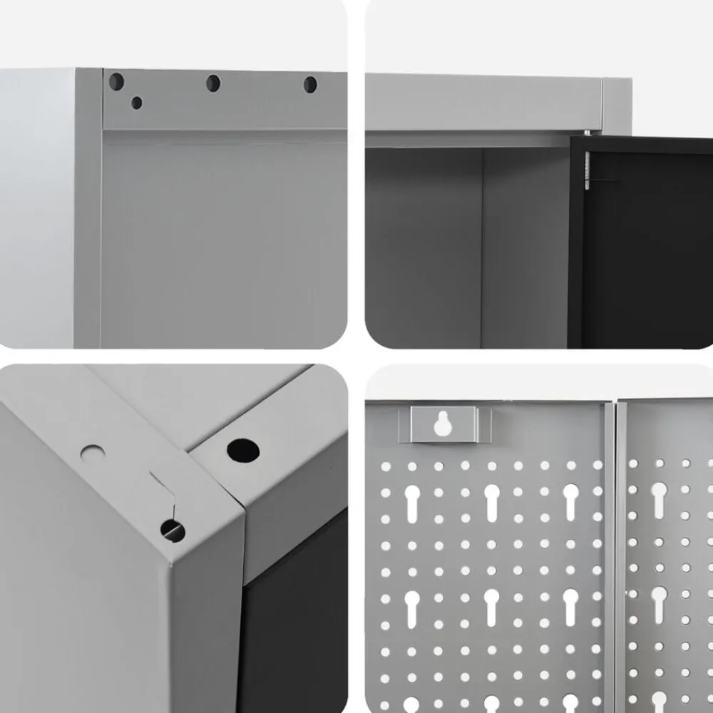 vidaXL Conjunto de armarios de trabajo con cajón 10 pcs y Gris Negro